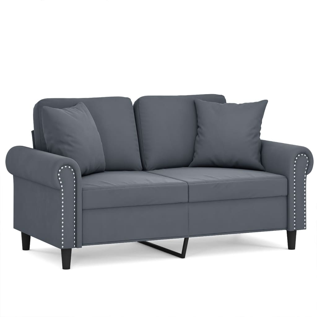2-seater Sofa Dark Grey Velvet, Metal, Textilene 47.2 in seat width