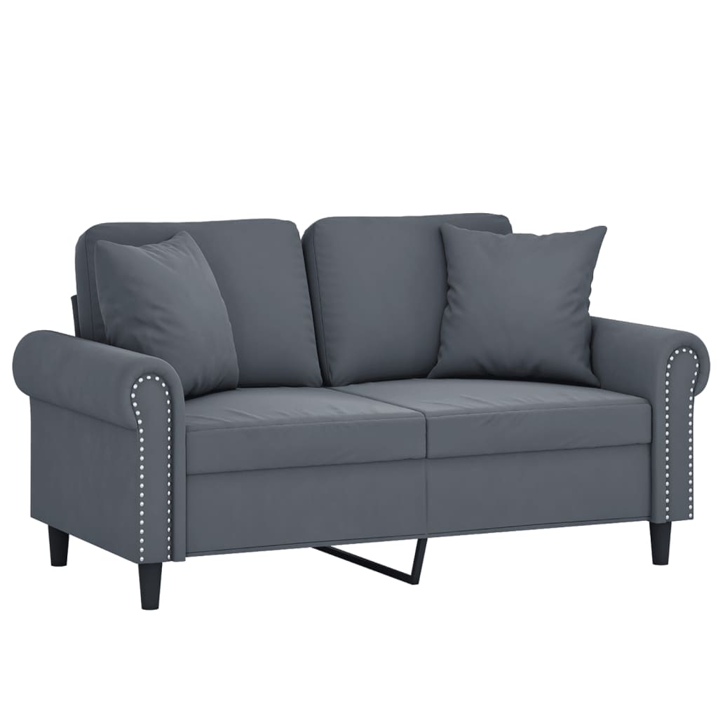 2-seater Sofa Dark Grey Velvet, Metal, Textilene 47.2 in seat width