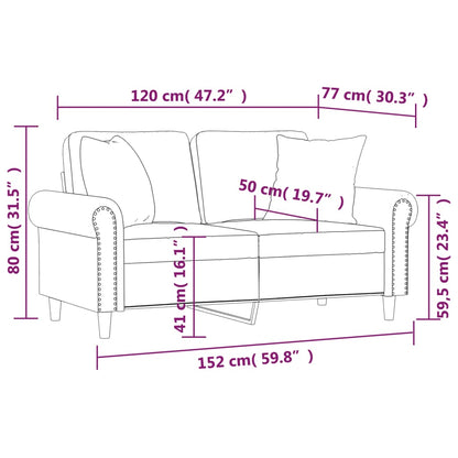 2-seater Sofa Dark Grey Velvet, Metal, Textilene 47.2 in seat width