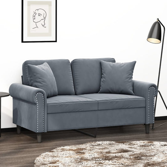 2-seater Sofa Dark Grey Velvet, Metal, Textilene 47.2 in seat width