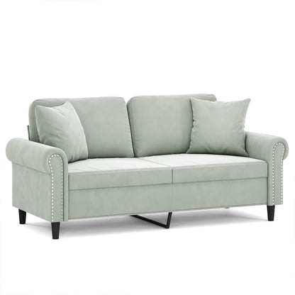2-seater Sofa Light Grey Velvet (100% polyester), Metal, Textilene
