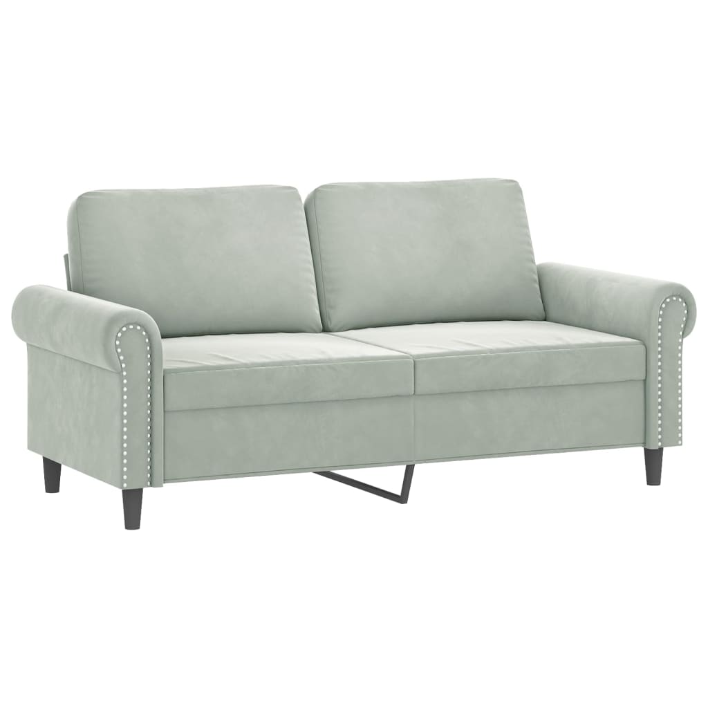 2-seater Sofa Light Grey Velvet (100% polyester), Metal, Textilene