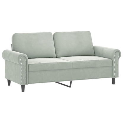 2-seater Sofa Light Grey Velvet (100% polyester), Metal, Textilene