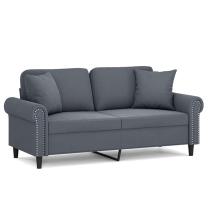 2-seater Sofa Dark grey Velvet (100% polyester), metal, textilene