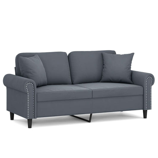 2-seater Sofa Dark grey Velvet (100% polyester), metal, textilene