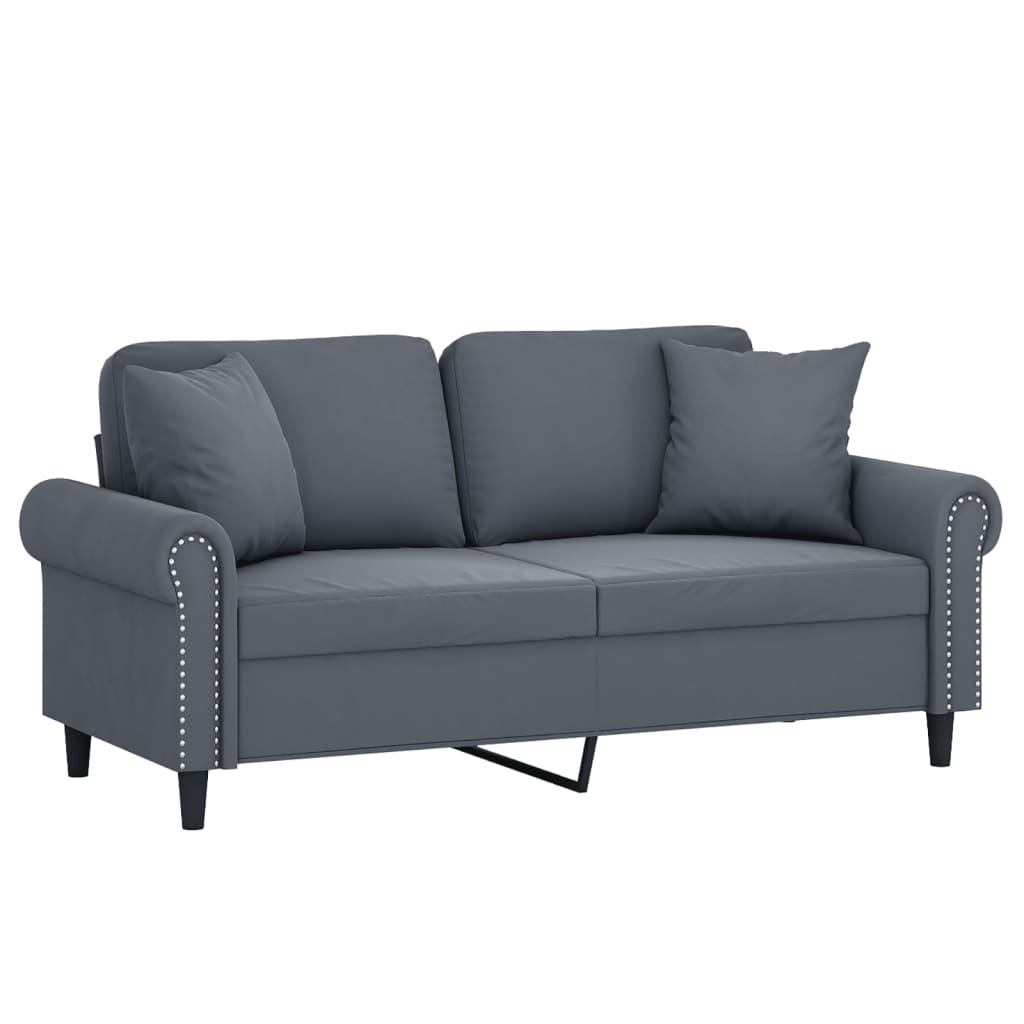 2-seater Sofa Dark grey Velvet (100% polyester), metal, textilene