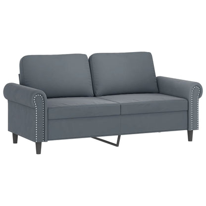 2-seater Sofa Dark grey Velvet (100% polyester), metal, textilene