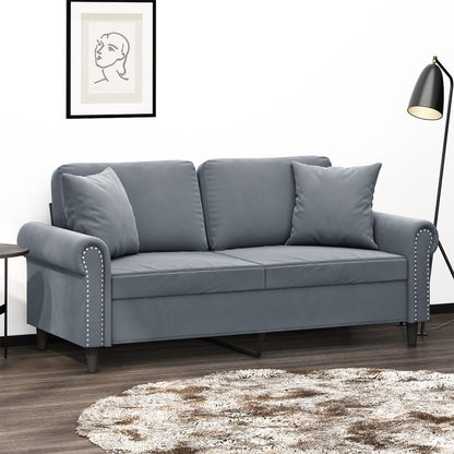 2-seater Sofa Dark grey Velvet (100% polyester), metal, textilene