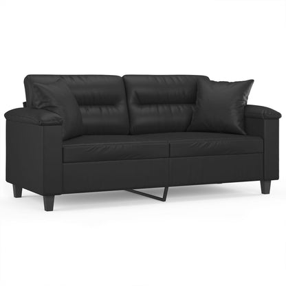 2-seater Sofa Black Faux leather 55.1 in seat width Durable