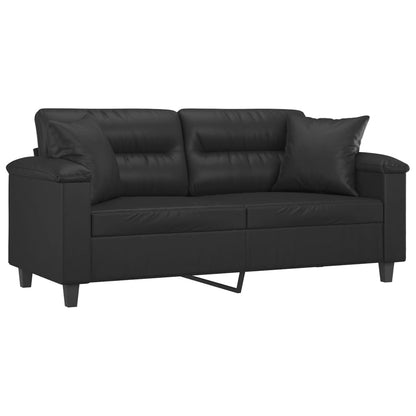 2-seater Sofa Black Faux leather 55.1 in seat width Durable