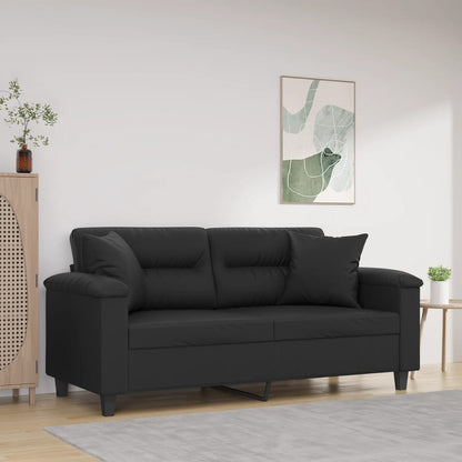 2-seater Sofa Black Faux leather 55.1 in seat width Durable