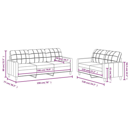 2 Piece Sofa Set with Cushions Dark Gray Fabric