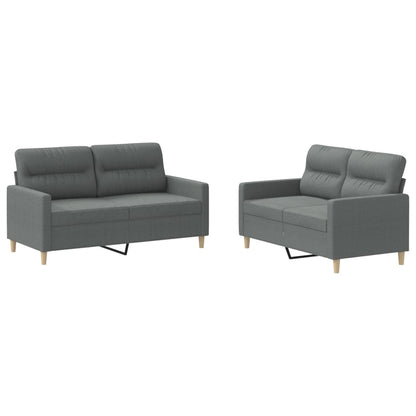 2 Piece Sofa Set with Cushions Dark Gray Fabric