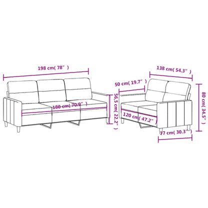 2 Piece Sofa Set with Cushions Dark Gray Fabric