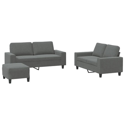 3 Piece Sofa Set Dark Gray Fabric