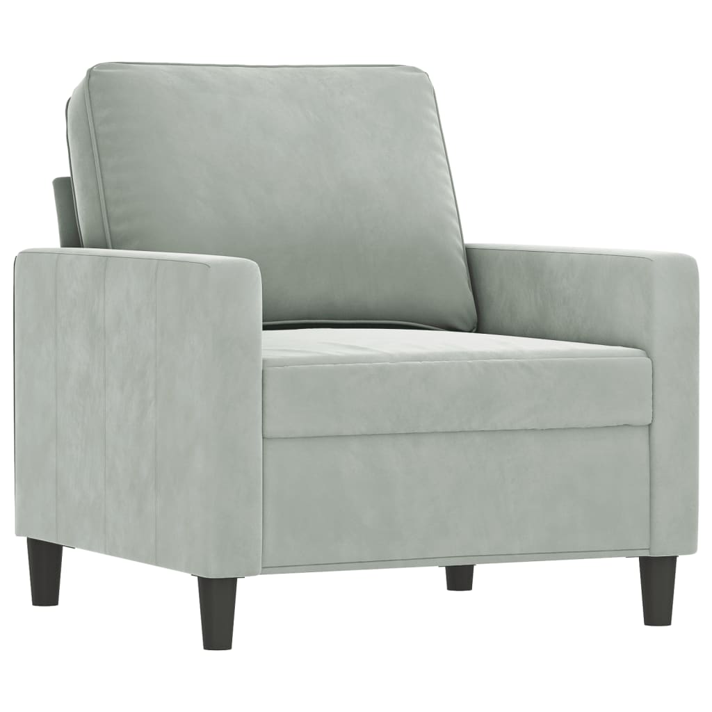 3 Piece Sofa Set with Pillows Light Gray Velvet