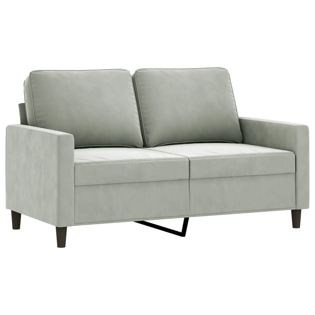 3 Piece Sofa Set with Pillows Light Gray Velvet
