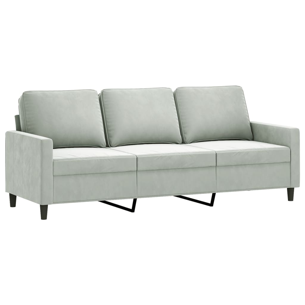 3 Piece Sofa Set with Pillows Light Gray Velvet