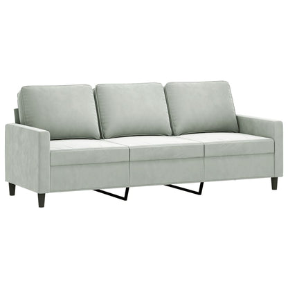 3 Piece Sofa Set with Pillows Light Gray Velvet
