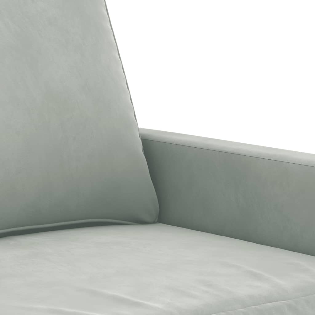 3 Piece Sofa Set with Pillows Light Gray Velvet