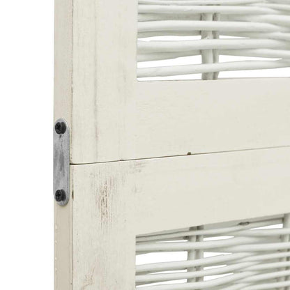 Room Divider 5 Panels White Solid Wood Paulownia