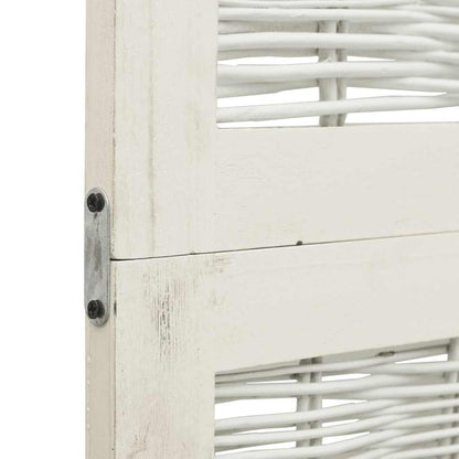 Room Divider 5 Panels White Solid Wood Paulownia