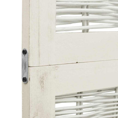 Room Divider 5 Panels White Solid Wood Paulownia