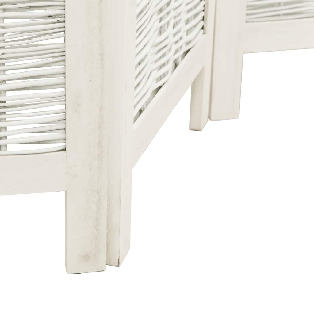Room Divider 6 Panels White Solid Wood Paulownia