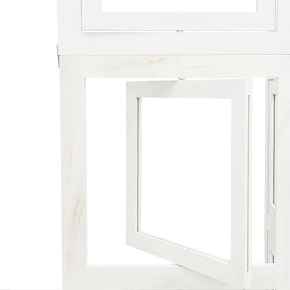 Room Divider 3 Panels White Solid Wood Paulownia