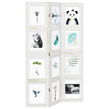 Room Divider 3 Panels White Solid Wood Paulownia