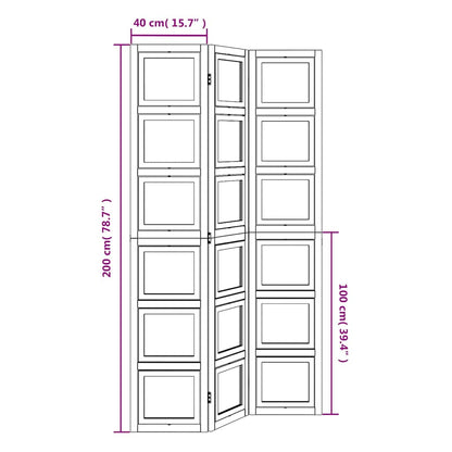 Room Divider 3 Panels White Solid Wood Paulownia