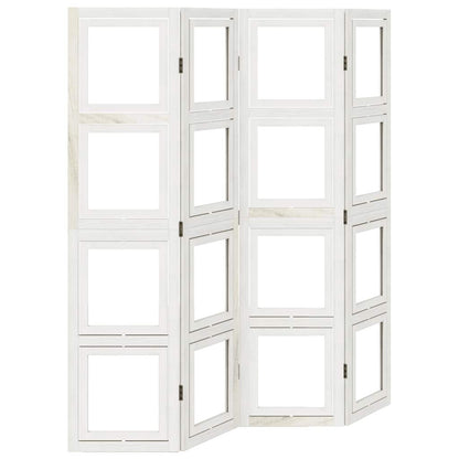 Room Divider 4 Panels White Solid Wood Paulownia