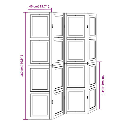 Room Divider 4 Panels White Solid Wood Paulownia