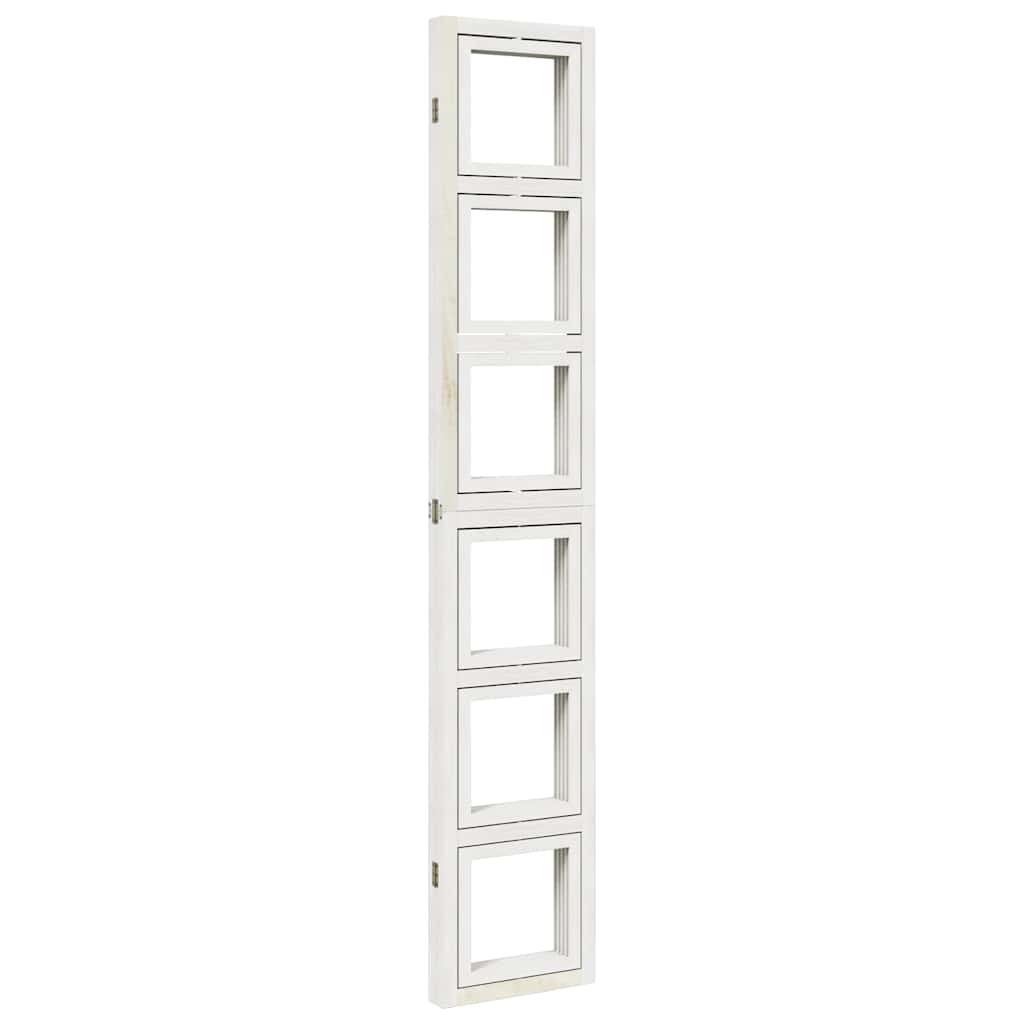 Room Divider 4 Panels White Solid Wood Paulownia