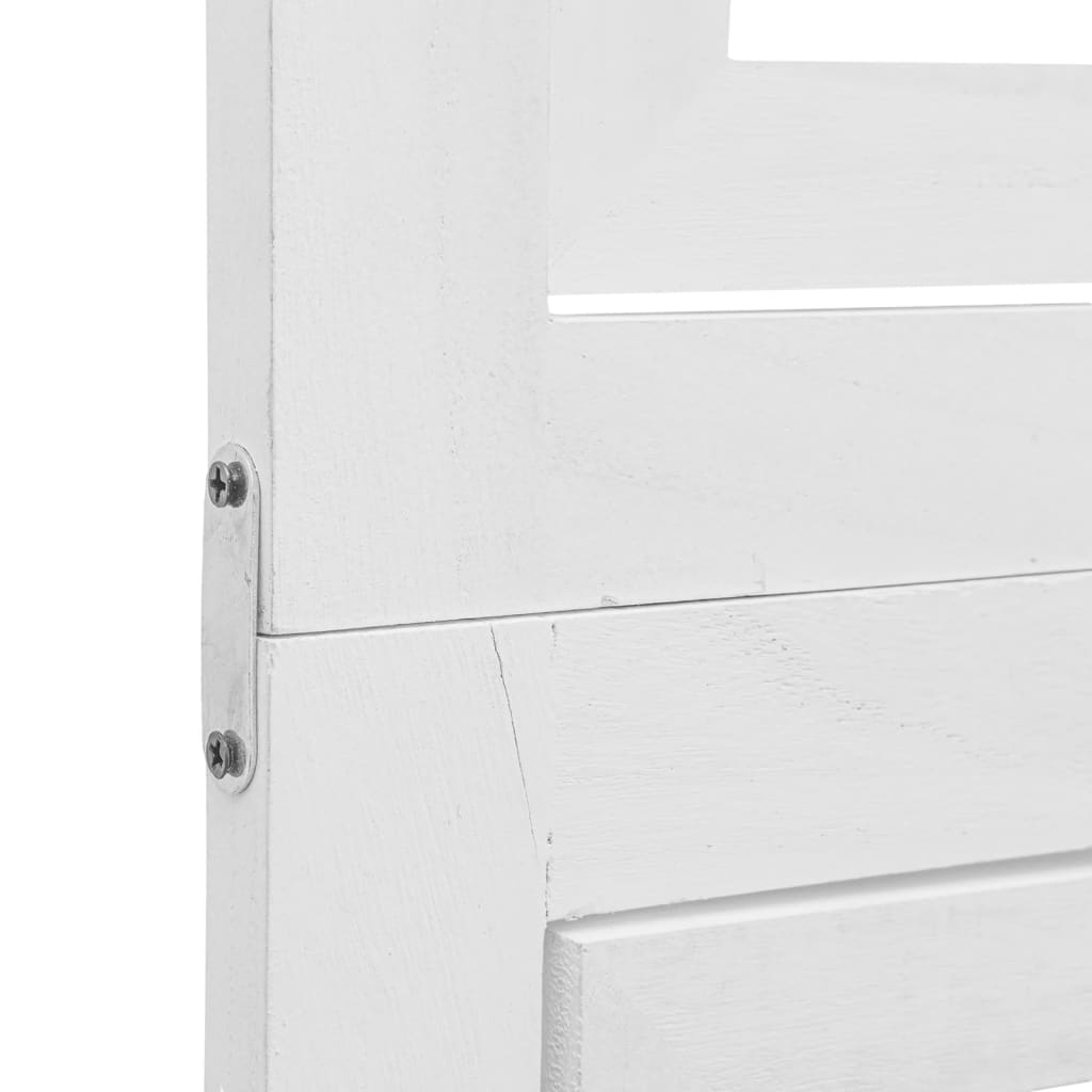 Room Divider 5 Panels White Solid Wood Paulownia