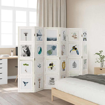 Room Divider 6 Panels White Solid Wood Paulownia
