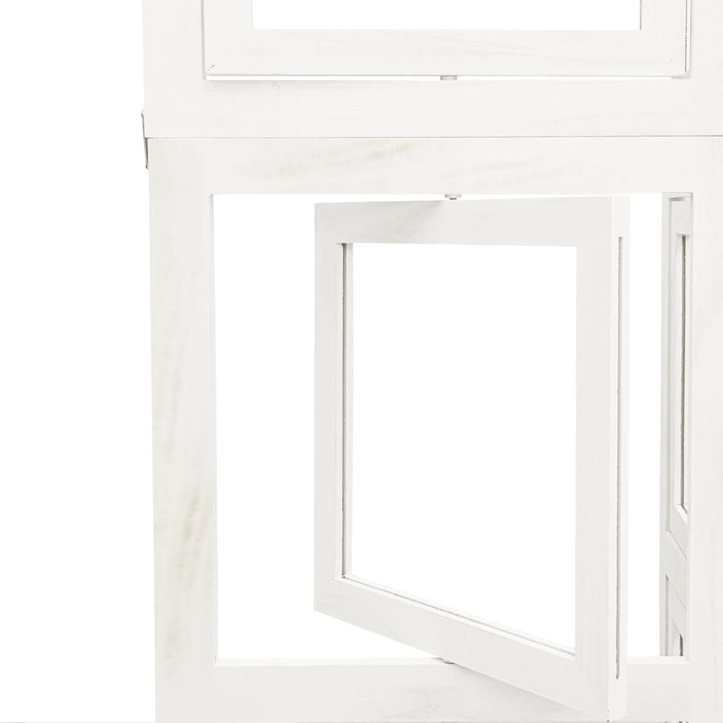 Room Divider 6 Panels White Solid Wood Paulownia