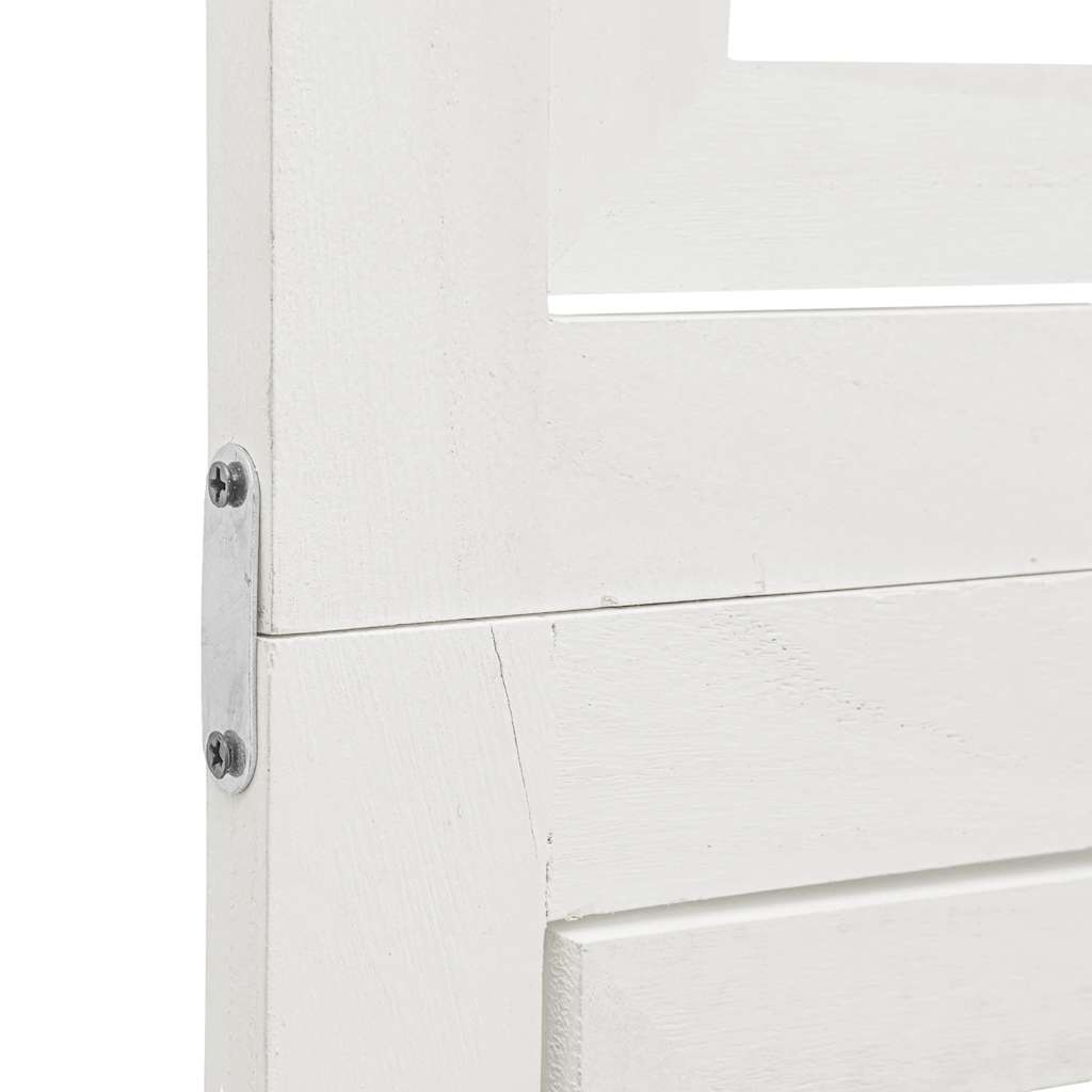 Room Divider 6 Panels White Solid Wood Paulownia