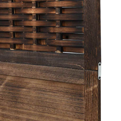 Room Divider 4 Panels Dark Brown Solid Wood Paulownia