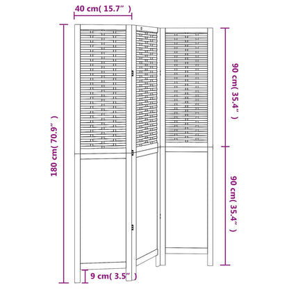Room Divider 3 Panels White Solid Wood Paulownia