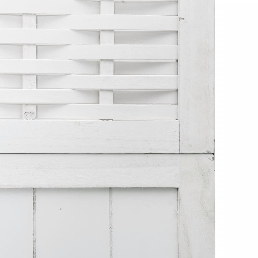 Room Divider 5 Panels White Solid Wood Paulownia