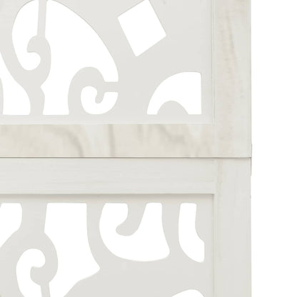 Room Divider 3 Panels White Solid Wood Paulownia