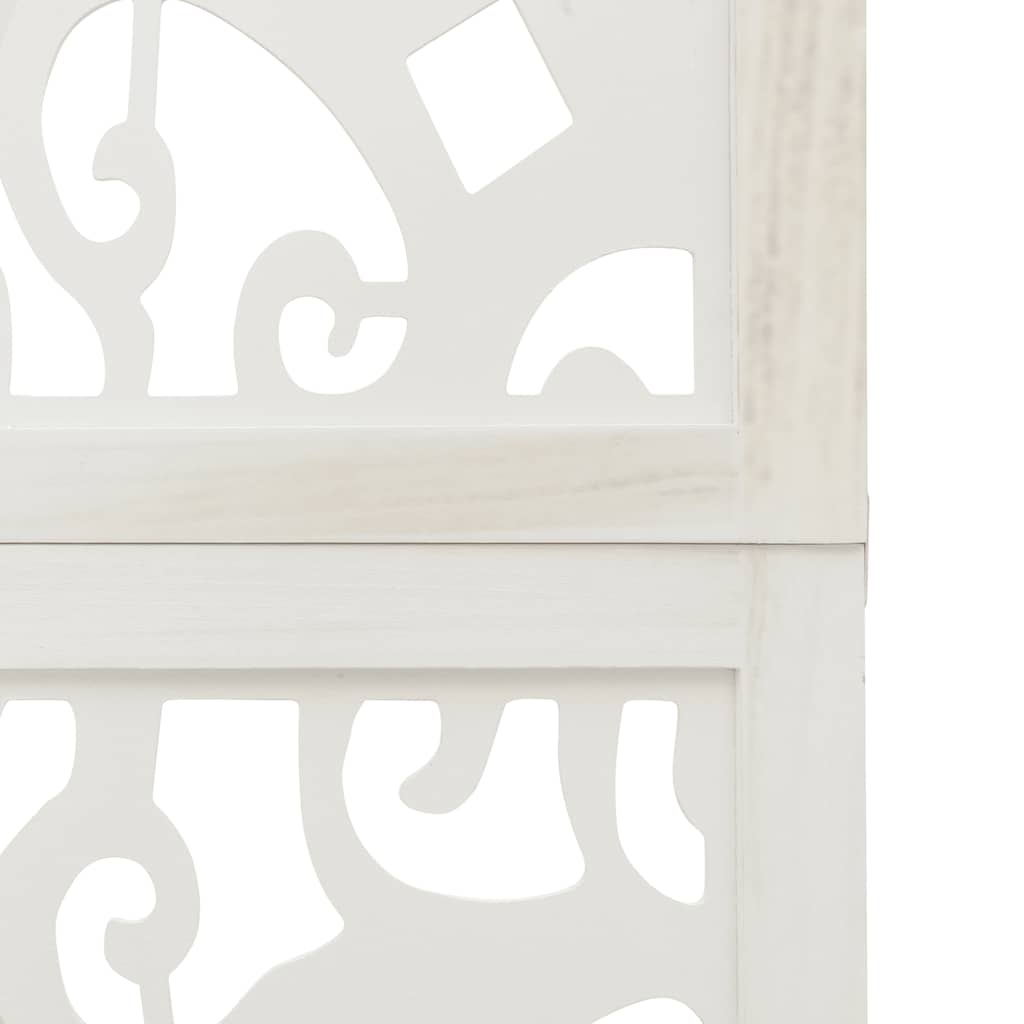 Room Divider 3 Panels White Solid Wood Paulownia