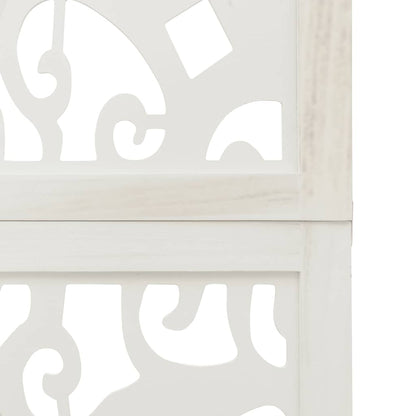 Room Divider 3 Panels White Solid Wood Paulownia