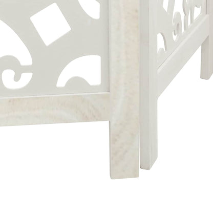 Room Divider 5 Panels White Solid Wood Paulownia