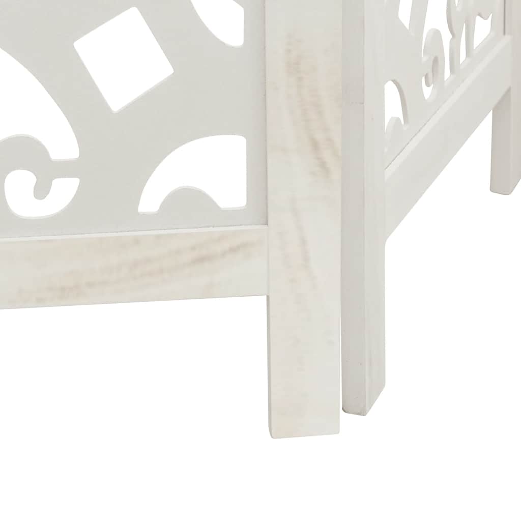 Room Divider 5 Panels White Solid Wood Paulownia