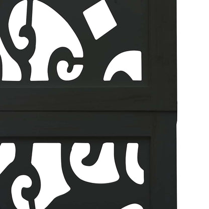 Room Divider 3 Panels Black Solid Wood Paulownia