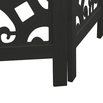 Room Divider 3 Panels Black Solid Wood Paulownia