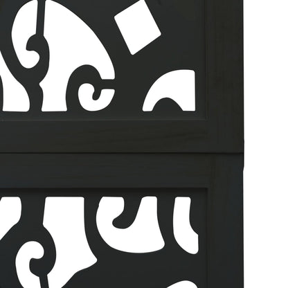 Room Divider 3 Panels Black Solid Wood Paulownia