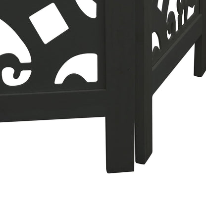 Room Divider 5 Panels Black Solid Wood Paulownia